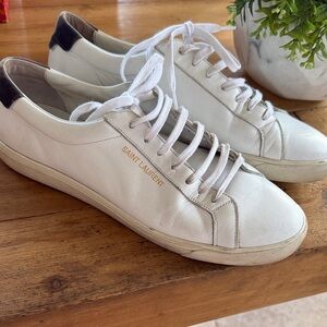 Saint Laurent Off-White Leather Sneakers